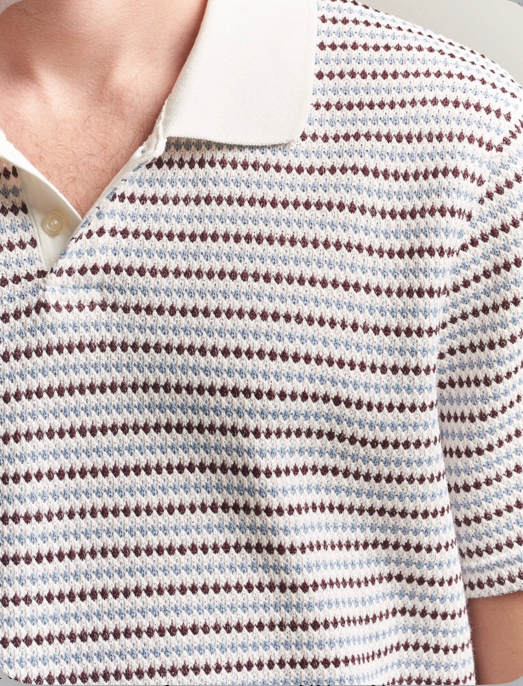 Knitted stripe polo