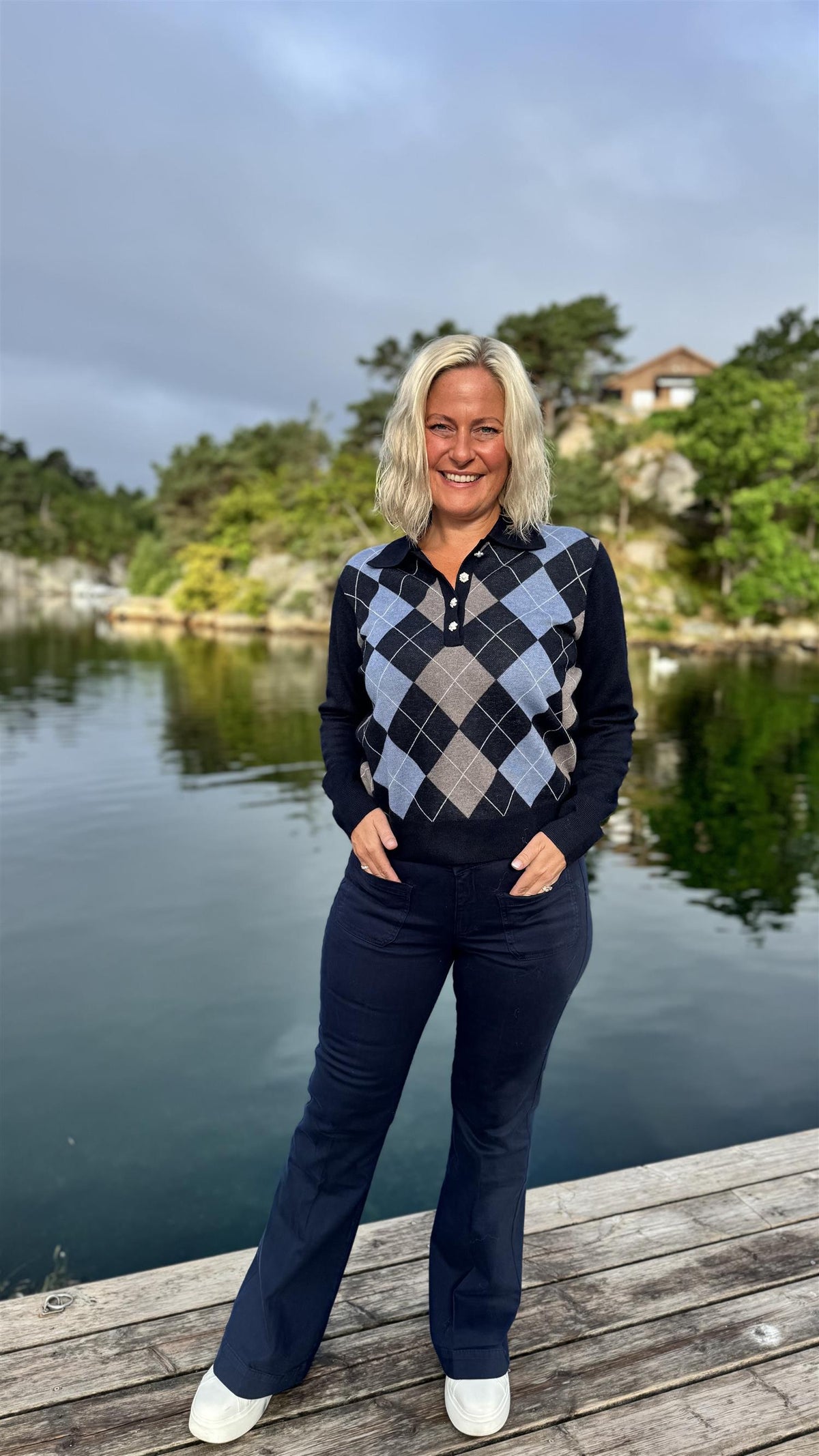 Julina Check Knit Blouse