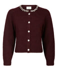 Marie Stone Knit Cardigan i vinrød sett fra siden, cardigan fra Neo Noir hos Image Mandal