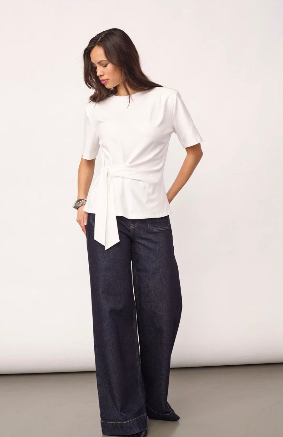 Orianecc Pleat Tie Tee