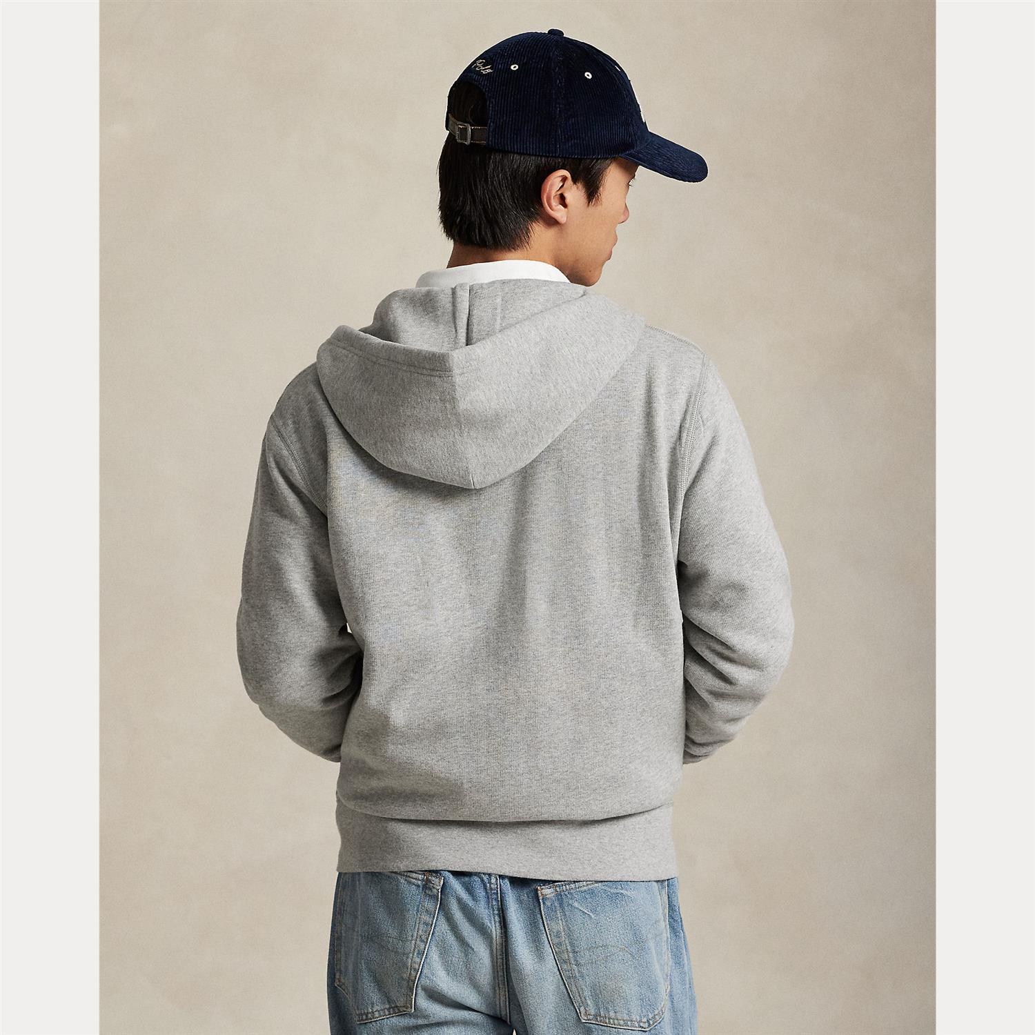 Long-Sleeve Hoodie i grå htr nærbilde av detaljer, genser fra Polo Ralph Lauren hos Image Mandal