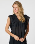 Jayla Voile Top i marineblå bakfra, bluse fra Neo Noir hos Image Mandal