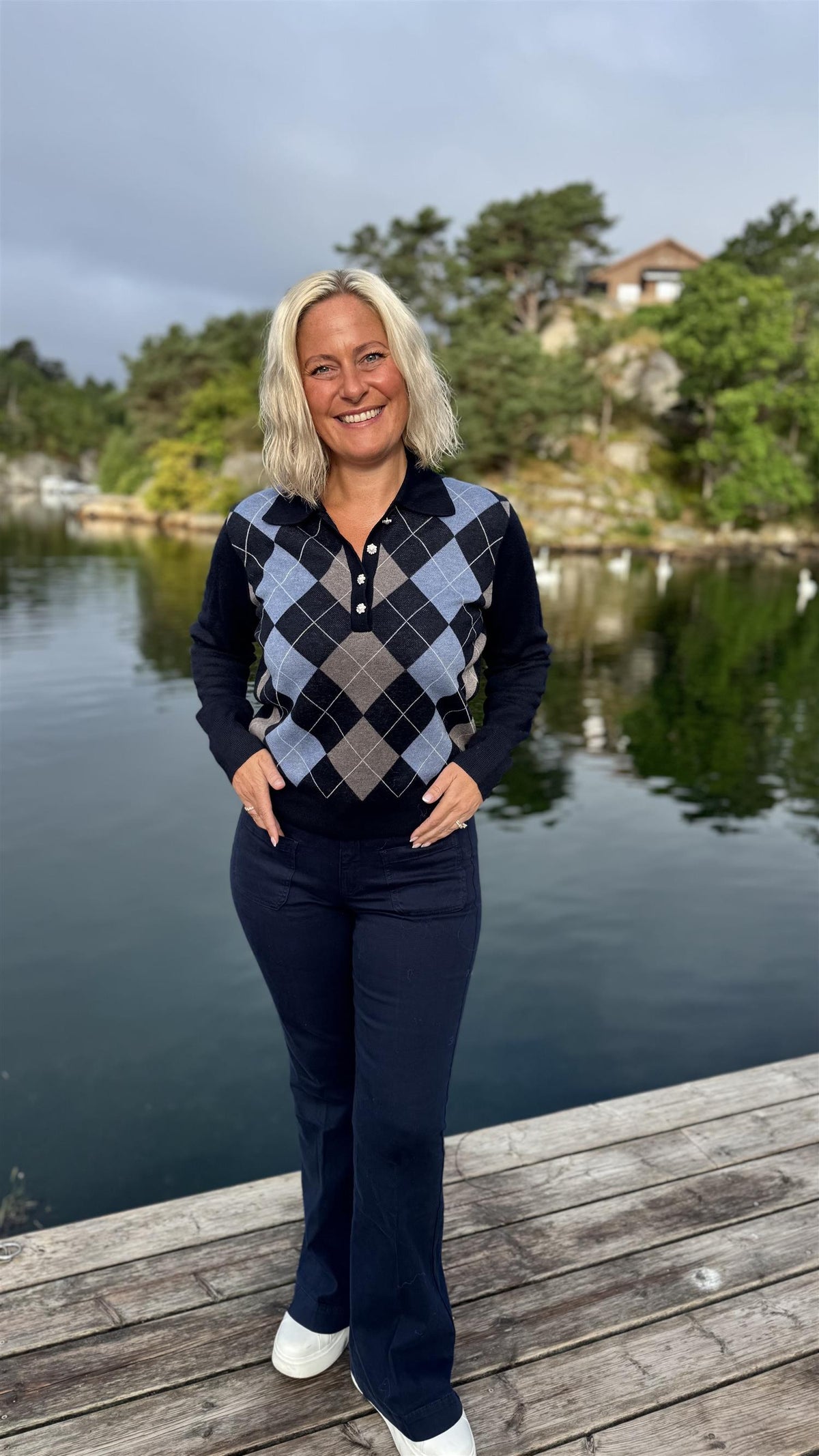 Julina Check Knit Blouse