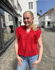 Jayla Voile Top i rød alternativt utsnitt, bluse fra Neo Noir hos Image Mandal
