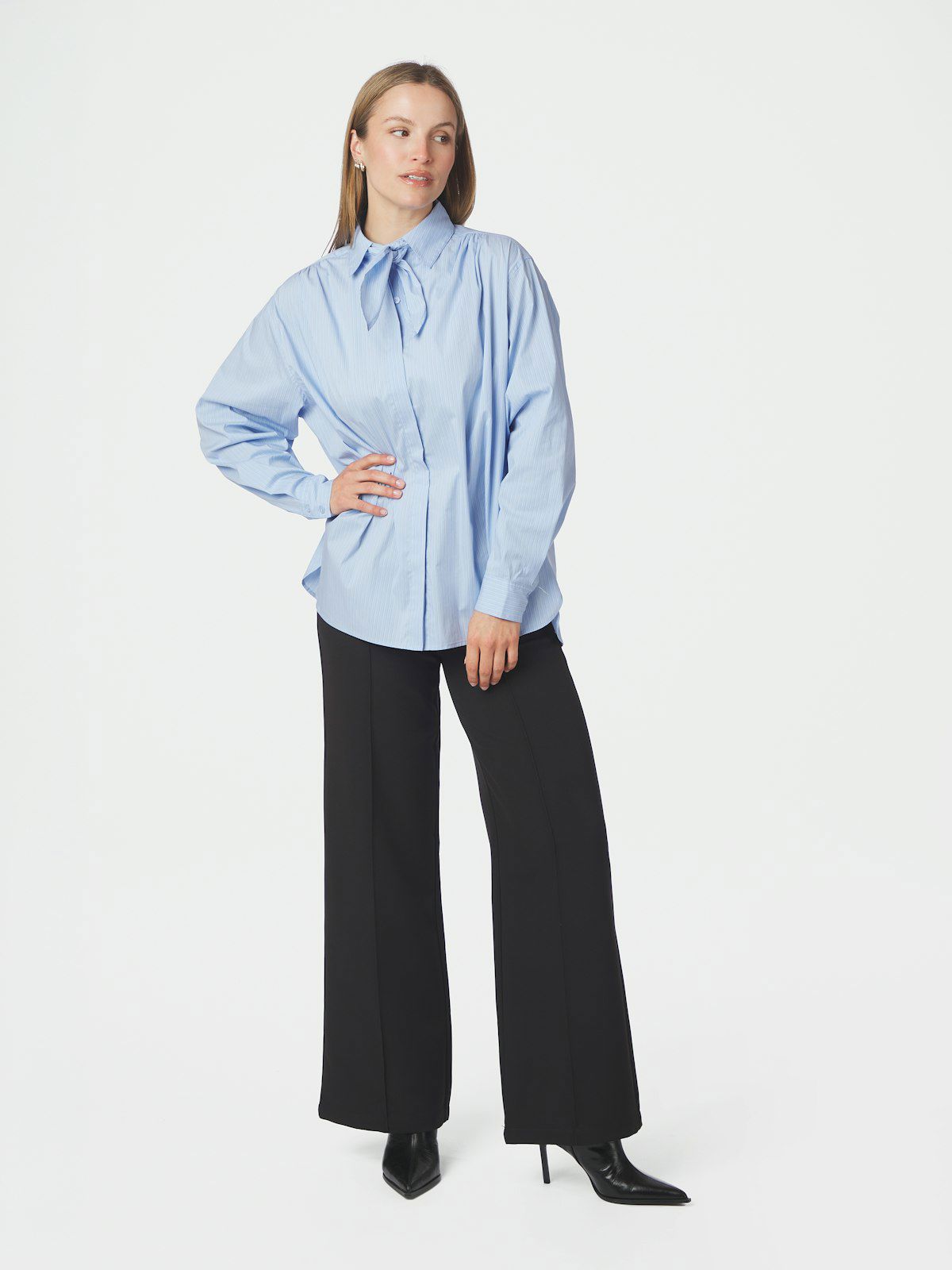 Rochelle Scarf Fine Stripe Shirt