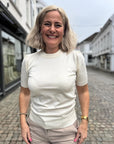 Milasz Ss Pullover i seedpearl melange i polyester, cardigan fra Saint Tropez hos Image Mandal