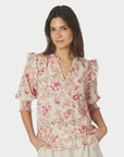 Davina Flower Rose Blouse i rose stylet antrekk, skjorte fra Neo Noir hos Image Mandal